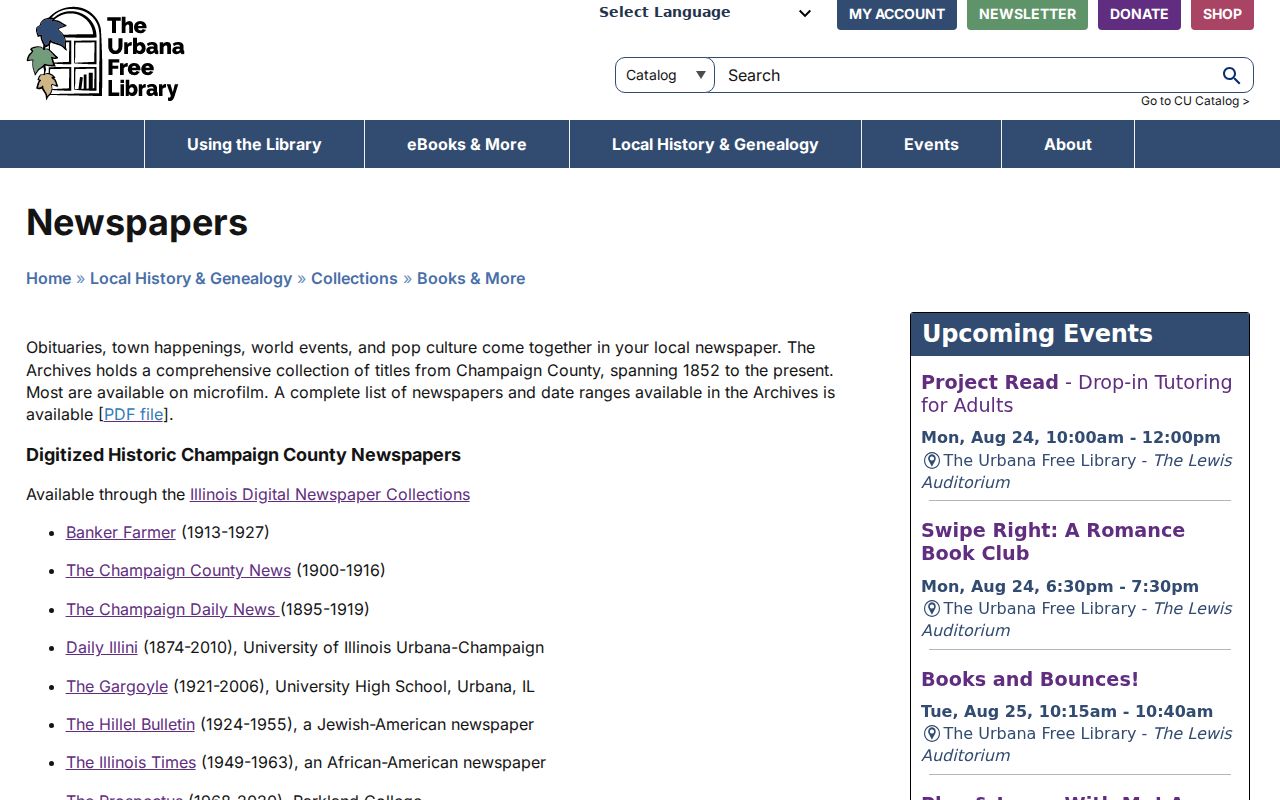 Historical newspapers supporting Champaign County city directory research