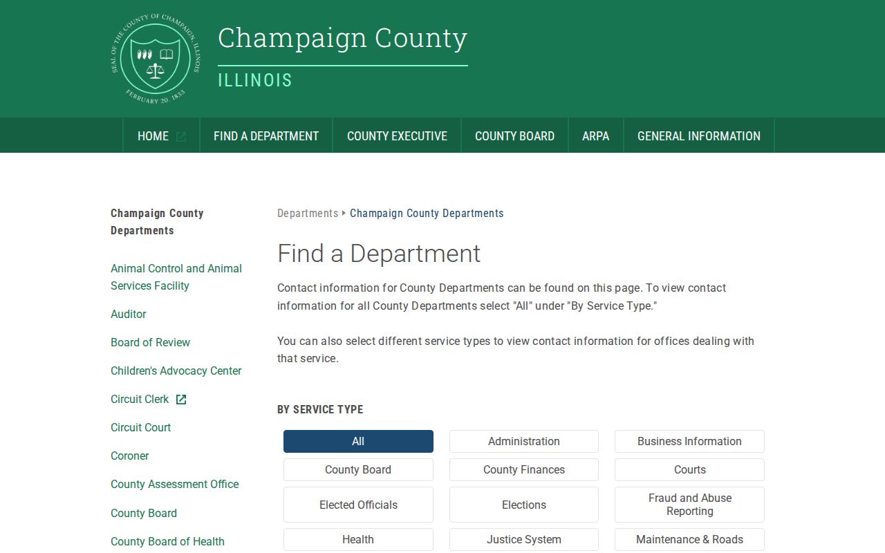 Champaign County residents directory department office list