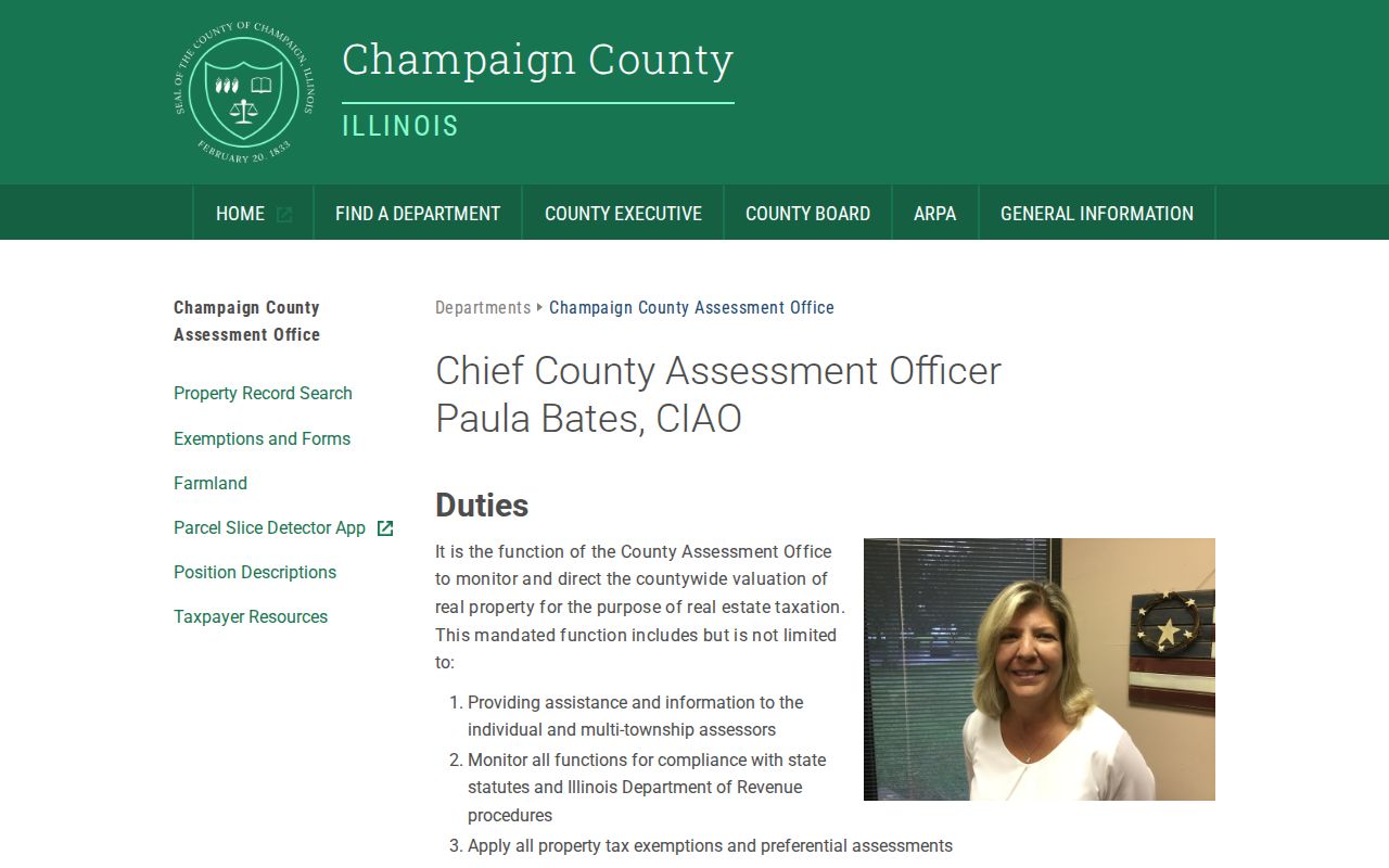 Champaign County residents directory assessment office property route