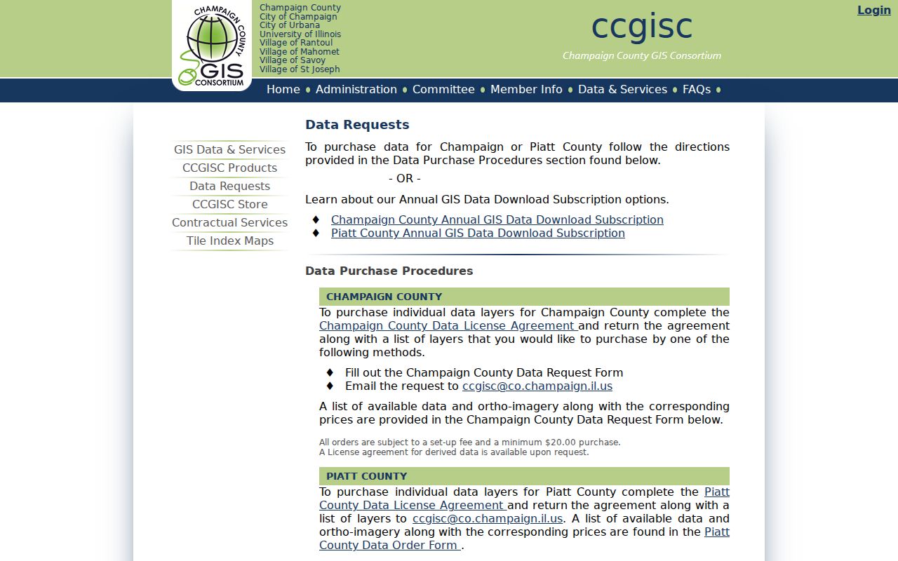 Champaign County ZIP code GIS data request form